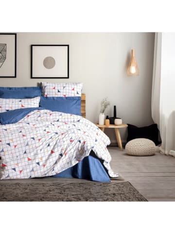 Colourful Cotton Renforcé beddengoedset wit/blauw