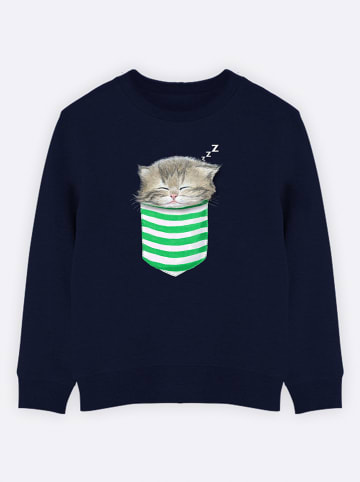 WOOOP Sweatshirt "Cat the pocket" donkerblauw