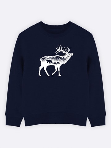 WOOOP Sweatshirt "The elk" in Dunkelblau