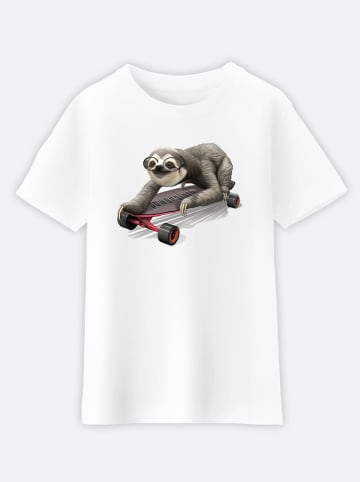 WOOOP Shirt "Skateboard sloth" in Weiß