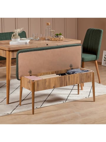Evila Bank met opbergruimte groen/bruin - (B)95 x (H)85 x (D)40 cm