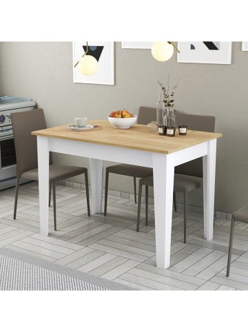 Evila Stół kuchenny w kolorze beżowo-białym - 110 x 75 x 72 cm