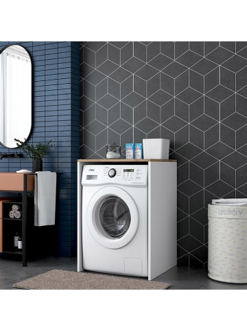 Evila Regał w kolorze jasnobrązowo-białym nad pralkę - 65 x 91,8 x 60 cm