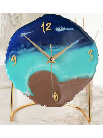 Evila Zegar stojący w kolorze niebiesko-turkusowo-brązowym - wys. 23 cm