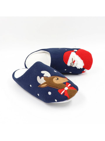 Confly Pantoffels donkerblauw/meerkleurig
