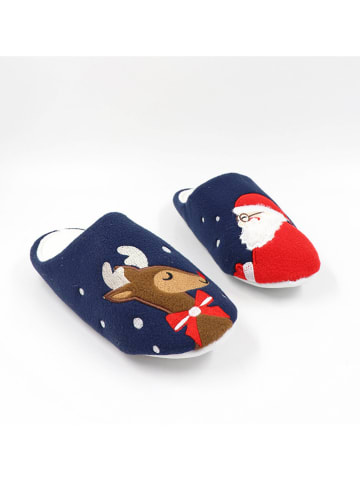 Confly Pantoffels donkerblauw/meerkleurig