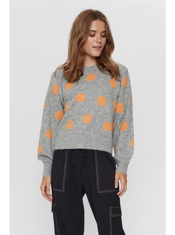 NÜMPH Sweter "Ellen" w kolorze szaro-pomarańczowym