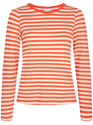 NÜMPH Koszulka "Dizzy" w kolorze pomarańczowo-białym