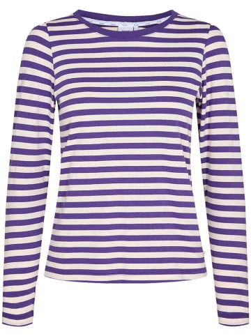 NÜMPH Koszulka "Dizzy" w kolorze fioletowo-białym