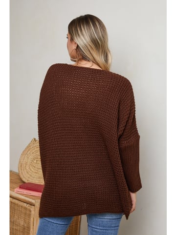 Plus Size Company Sweter "Chris" w kolorze brązowym