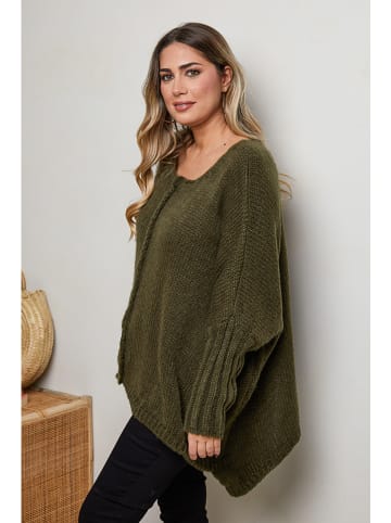 Plus Size Company Sweter "Cluz" w kolorze khaki