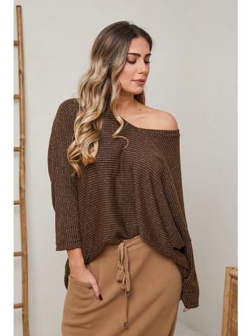 Plus Size Company Sweter "Daliah" w kolorze brązowym