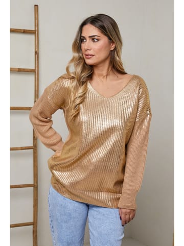 Plus Size Company Sweter "Danno" w kolorze karmelowo-złotym