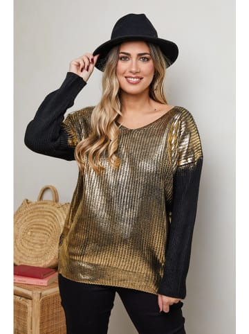 Plus Size Company Sweter "Danno" w kolorze czarno-złotym