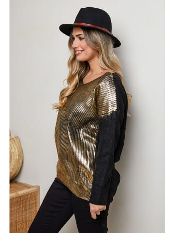 Plus Size Company Pullover "Danno" in Schwarz/ Gold