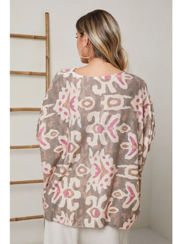 Plus Size Company Bluzka "Dzeus" w kolorze karmelowo-kremowym