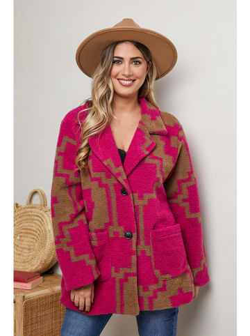 Plus Size Company Płaszcz zimowy "Isaya" w kolorze beżowo-różowym