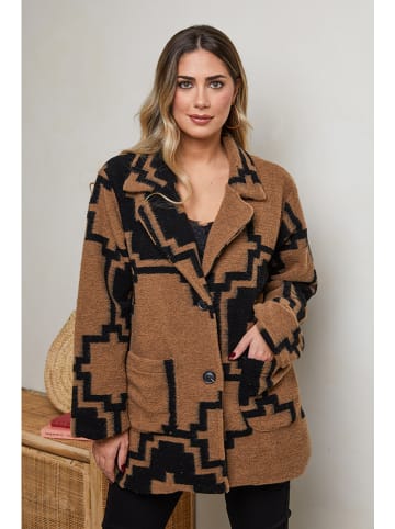 Plus Size Company Wintermantel "Isaya" in Camel/ Schwarz