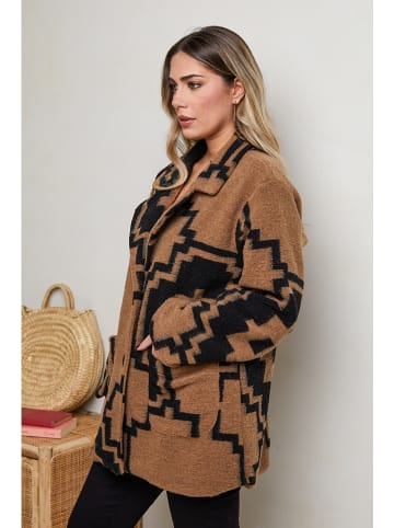 Plus Size Company Wintermantel "Isaya" in Camel/ Schwarz