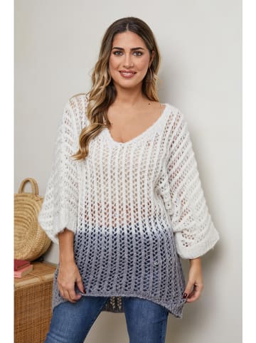 Plus Size Company Sweter "Juana" w kolorze biało-jasnoszarym