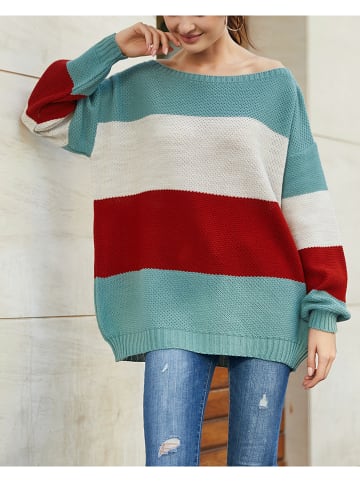 LA Angels Pullover in Türkis/ Bordeaux/ Creme