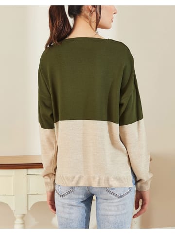 LA Angels Sweter w kolorze oliwkowo-kremowym