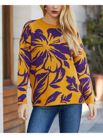 LA Angels Sweter w kolorze musztardowo-fioletowym