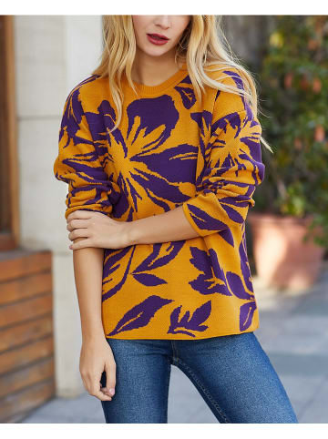 LA Angels Sweter w kolorze musztardowo-fioletowym
