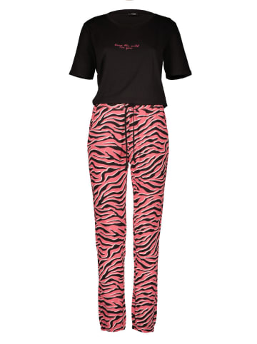 Vivance Pyjama in Schwarz/ Pink