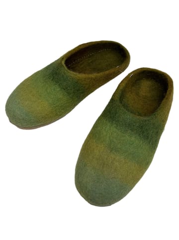 Deerberg Wollen pantoffels groen