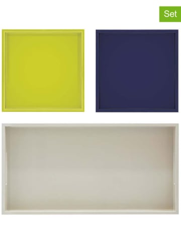 Remember 3-delige set: dienbladen "Trias" groen/donkerblauw/lichtgrijs