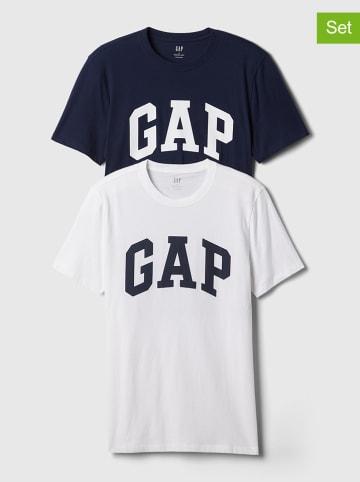 GAP 2er-Set: Shirts in Dunkelblau/ Weiß