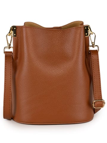 Mia Tomazzi Leder-Umhängetasche "Vepra" in Cognac - (B)20 x (H)23 x (T)14 cm