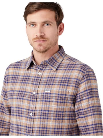 Wrangler Koszula - Regular fit - w kolorze beżowo-fioletowym
