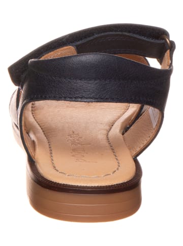 POM POM Leder-Sandalen in Dunkelblau