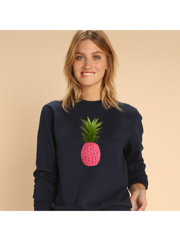 WOOOP Sweatshirt "Floral pineapple" donkerblauw