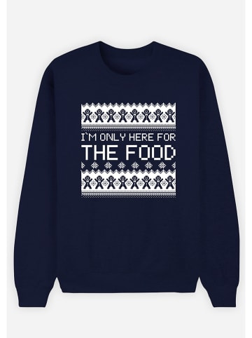 WOOOP Sweatshirt "I'm only here for the food" donkerblauw