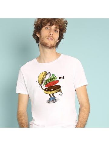 WOOOP Koszulka "Burger greeting" w kolorze białym