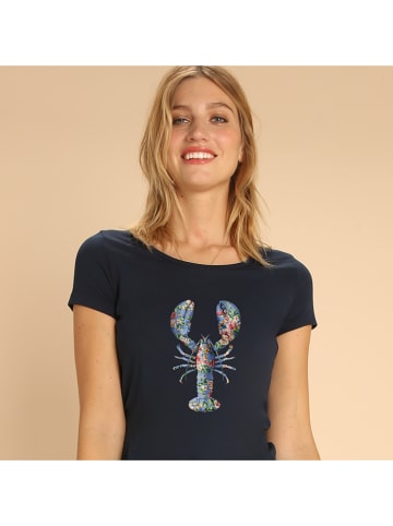 WOOOP Shirt "Floral lobster" donkerblauw