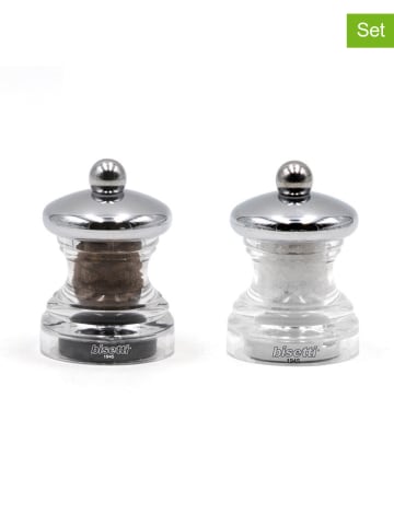 Bisetti 2-częściowy zestaw młynków w kolorze srebrnym do przypraw - wys. 6,5 cm