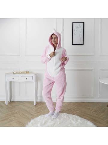 The Home Deco Kids Piżama w kolorze jasnoróżowo-białym