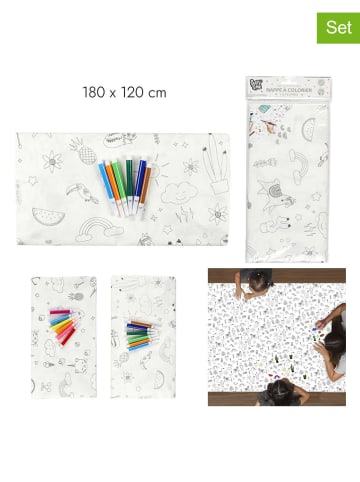The Home Deco Kids 2er-Set: Tischdecke zum Ausmalen in Weiß