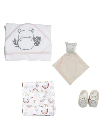 The Home Deco Kids 4-delige pasgeborenenset "Hippo" wit/beige