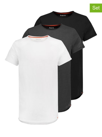 Authentic Style 3er-Set: Shirts in Schwarz/ Anthrazit/ Weiß