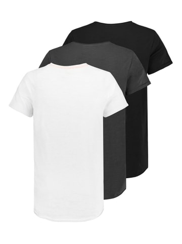 Authentic Style 3er-Set: Shirts in Schwarz/ Anthrazit/ Weiß