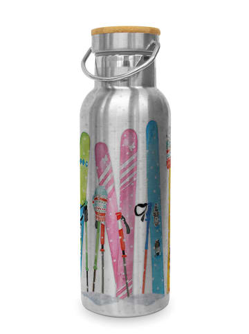 ppd Edelstahl-Thermoflasche "Skiing" in Silber - 500 ml
