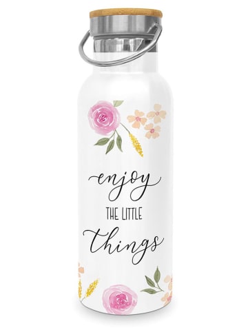 ppd Edelstahl-Trinkflasche "Enjoy Little Things" in Weiß - 500 ml