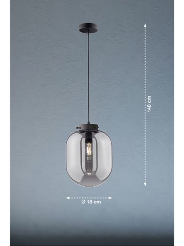FISCHER & HONSEL Hanglamp "Regi" zwart/grijs - (H)140 x Ø 18 cm