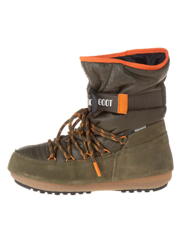 Moon Boot Leder-Winterboots "Loop" in Khaki