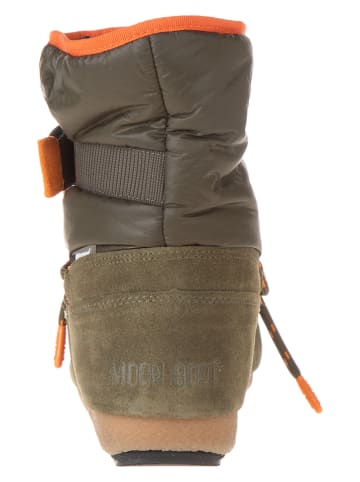 Moon Boot Skórzane botki zimowe "Loop" w kolorze khaki